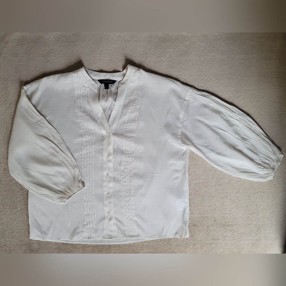 Banana Republic Women Off-White Balloon Sleeve Blouse Size XS NWOT *Oversize Fit